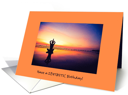 Orange Lotus Birthday Beach Greeting For Yogi card (1213848)