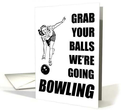 Grab Your Balls Bowling Party Invitation card (943047)