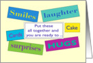Happy Birthday, words describing birthday fun card
