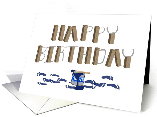 Messy Birthday with Paint Can and Footprints card (931246)