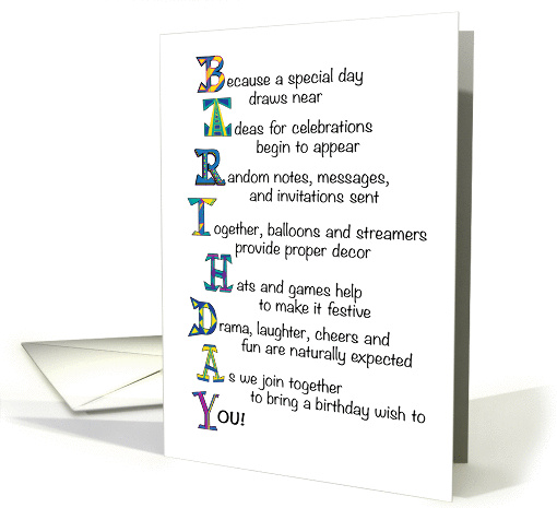 birthday poem and preparations card (932987)