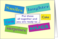Happy Birthday, words describing birthday fun card