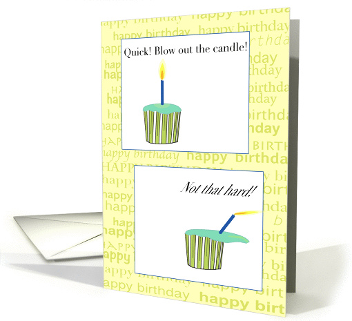 For a birthday a lit candle on frosted cupcake ready to be... (935988)