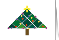 Abstract Christmas tree with square (diamond) ornaments and a star card