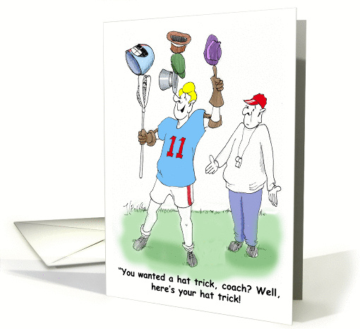 Lacrosse LAX Hat Trick Thank you Coach Humor card (933823)