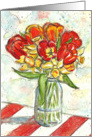 Colorful Tulips Daffodils Flower Vase Blank Note Card