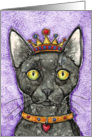 King Black Cat Watercolor Art Blank Any Occasion Card