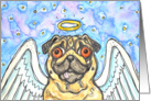 Angel Wings Halo Fawn Pug Dog Blank card