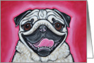 Pug Dog Animal Pet Pink Tongue Art Blank card