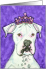 White Boxer Dog Pink Tiara Art Blank card