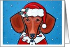 Merry Christmas Happy Holidays Santa Doxie Dachshund Dog card