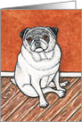 Fawn Pug Dog Sitting Watercolor Blank card