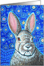 Colorful Easter Bunny Rabbit Starry Night Blue Sky Star Blank card