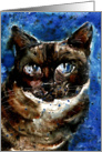 Abstract Siamese Cat with Blue Eyes Blank Note Card
