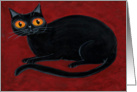 Halloween Red Black Kitty Cat Painting card