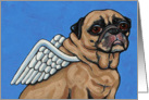 Blue Angel Fawn Pug Dog Painting card