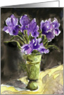 Get Well Soon Purple Iris Flowers in Vase Card