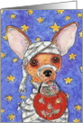 Halloween Mummy Chihuahua Toy Dog Pumpkin Trick or Treat card