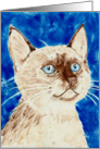 Siamese Kitten Blues Eyes Watercolor Painting Blank Note Card