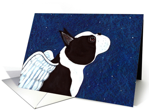 Angel Boston Terrier Dog Blank Note card (1022867)