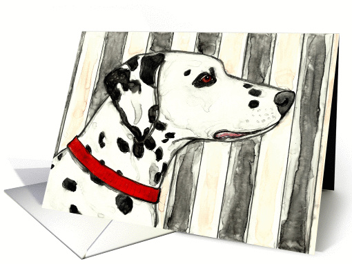 Dalmatian Dog Watercolor Stripes Painting Blank Card Any... (1068617)