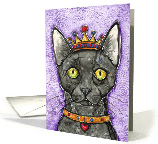 King Black Cat Watercolor Art Blank Any Occasion card (1079342)