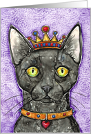 King Black Cat Watercolor Art Blank Any Occasion Card