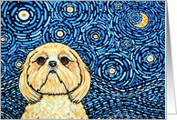 Starry Night Moon Shih Tzu Dog Blank Card