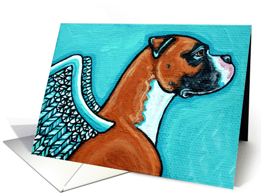 Winged Angel Boxer Dog Painting Pet Loss Sympathy card (1264352)