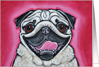 Pug Dog Animal Pet Pink Tongue Art Blank card