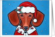 Merry Christmas Happy Holidays Santa Doxie Dachshund Dog card