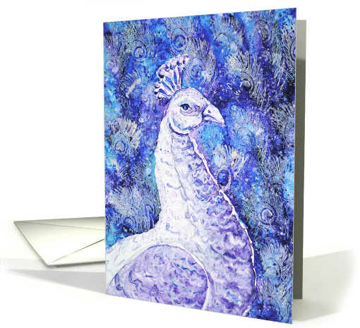 Purple Blue Peacock Bird Feathers Blank card (1497450)