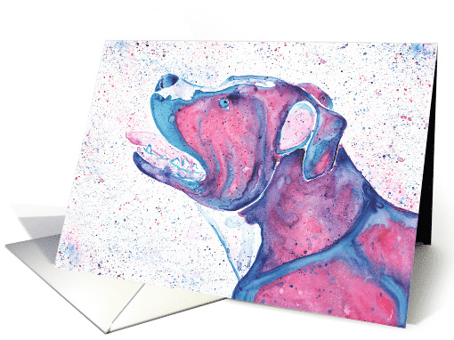 Purple Blue Pink American Pit Bull Terrier Dog Blank card (1517074)