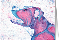 Purple Blue Pink American Pit Bull Terrier Dog Blank card