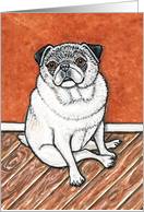 Fawn Pug Dog Sitting Watercolor Blank card