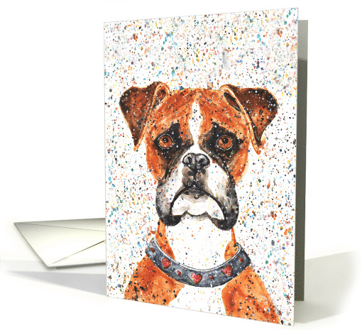 Boxer Dog Paint Splatter Colorful Watercolor Heart... (1694106)