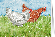 Chicken Fowl Farm Animal Pet Bird Watercolor Painting Blank card