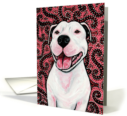 Pink Retro American Pit Bull Terrier Dog card (931139)