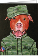 Red Nose Pit Bull Terrier US Military Dog Blank Note Card
