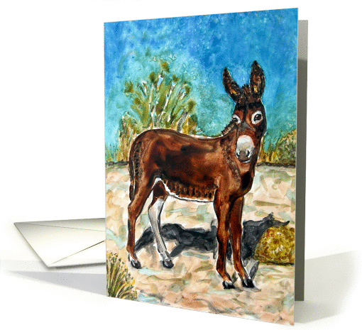 Donkey Burro Equine Art Painting Blank Note card (934001)