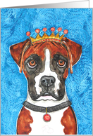 King Crown White Brown Boxer Dog Blank Note Card