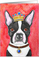 King Crown Boston Terrier Black and WHite Dog Blank Note Card