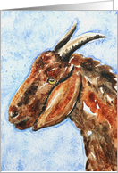 Brown Billy Goat Farm Animal Blank Note Card