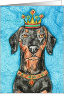 Doberman Pinscher Dobie Dog King Crown Animal Blank Note Card