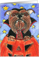Halloween Vampire Brussells Griffon Dog Trick or Treat card