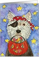 Halloween Westie Pirate Pumpkin Dog Trick or Treat card