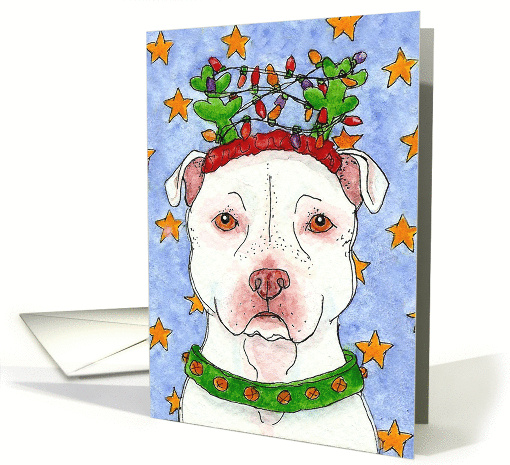 Christmas Reindeer American Pit bull Terrier Dog card (941281)