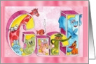 Congratulations on New Baby Girl, Blocks with Animals card