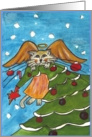 Happy Holidays, Christmas Cat Angel Tree Topper card