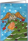 Happy Holidays, Christmas Cat Angel Tree Topper card
